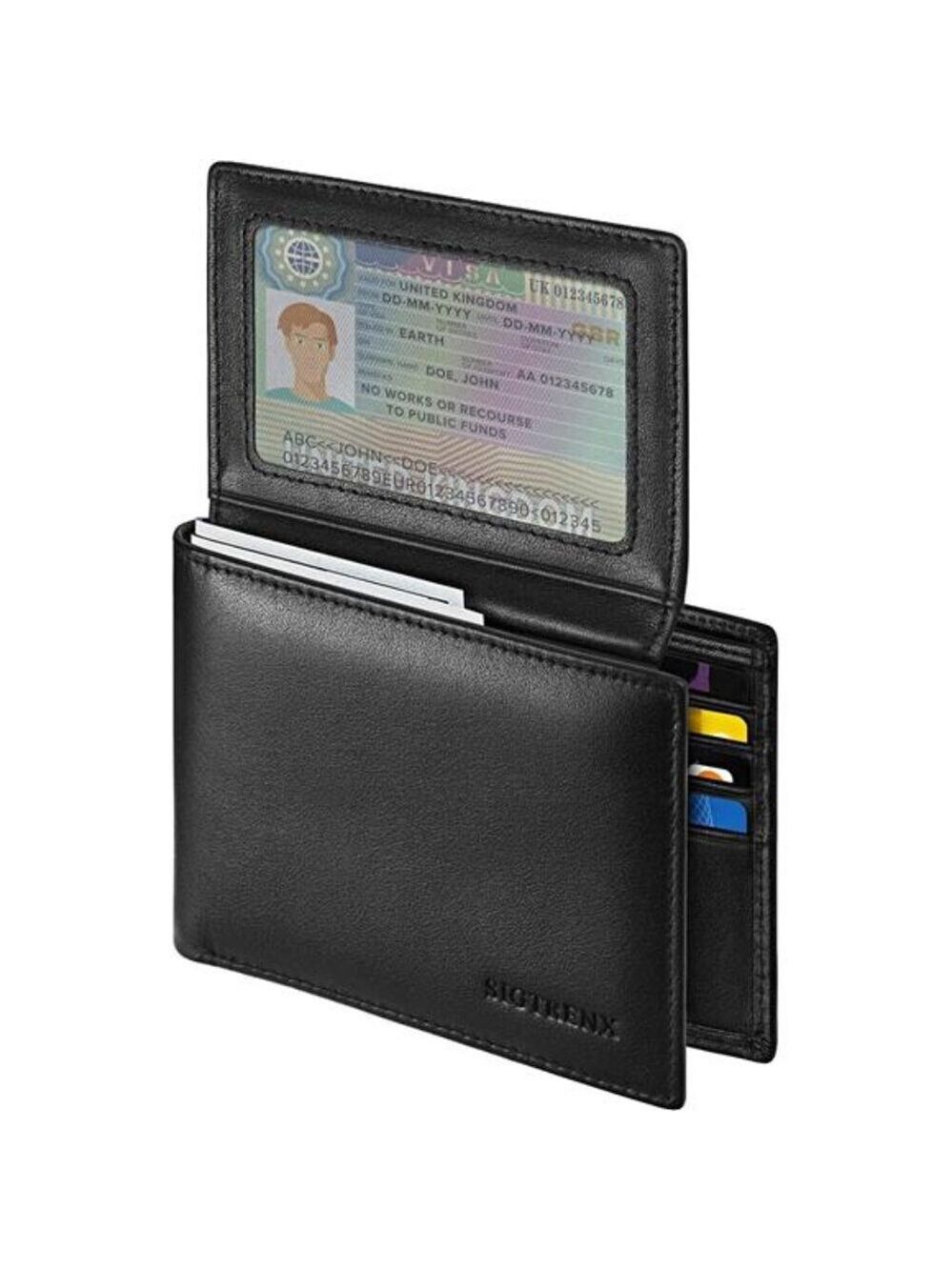 Mens Leather Wallet Bifold RFID Blocking 10 Card Slots 2 ID Windows Gift